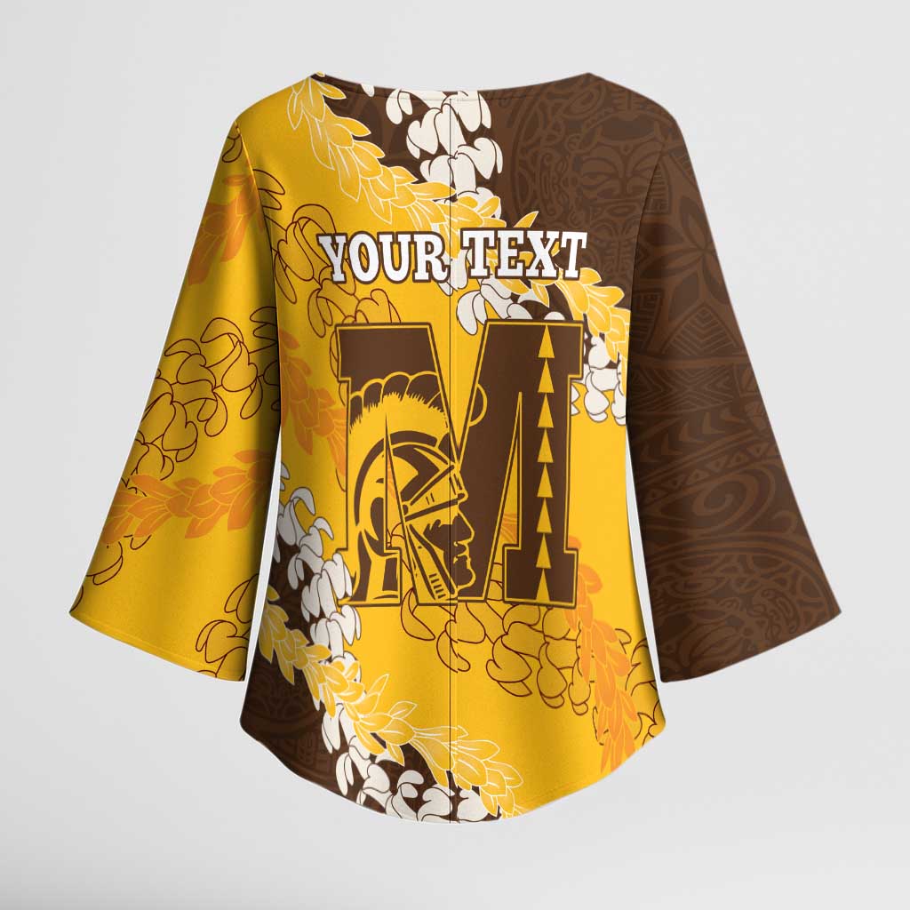 Personalized Mililani Hawaii High School Kimono Sleeve Blouse Puakenikeni Lei Hawaiian Pattern - Polynesian Pride