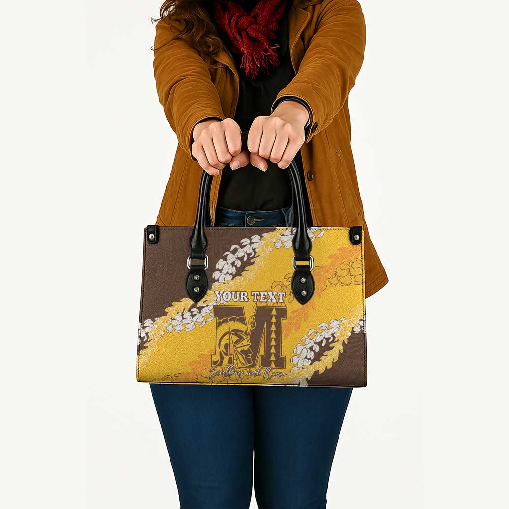 Personalized Mililani Hawaii High School Leather Bag Puakenikeni Lei Hawaiian Pattern - Polynesian Pride