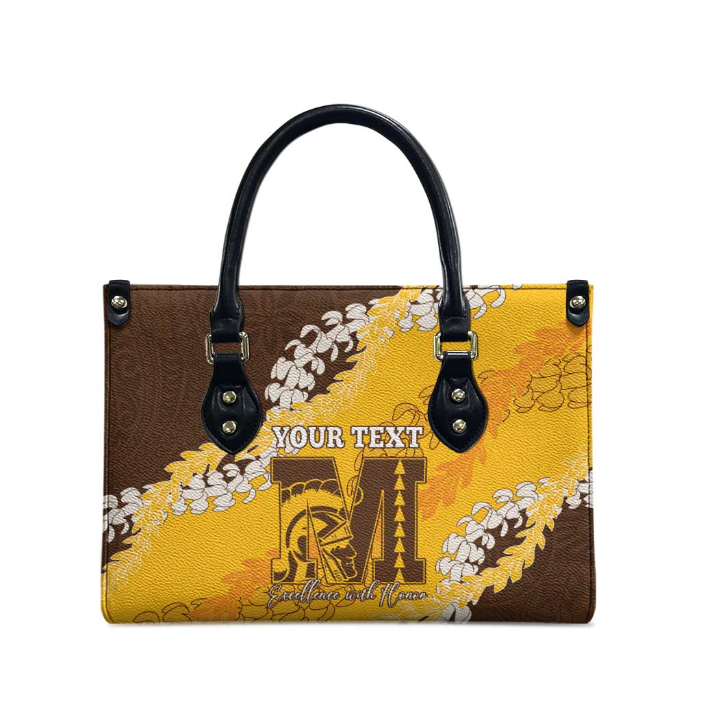 Personalized Mililani Hawaii High School Leather Bag Puakenikeni Lei Hawaiian Pattern - Polynesian Pride