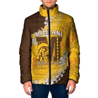 Personalized Mililani Hawaii High School Padded Jacket Puakenikeni Lei Hawaiian Pattern - Polynesian Pride