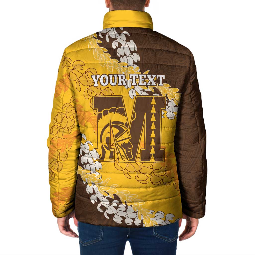 Personalized Mililani Hawaii High School Padded Jacket Puakenikeni Lei Hawaiian Pattern - Polynesian Pride
