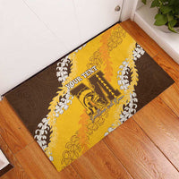 Personalized Mililani Hawaii High School Rubber Doormat Puakenikeni Lei Hawaiian Pattern - Polynesian Pride