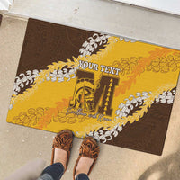 Personalized Mililani Hawaii High School Rubber Doormat Puakenikeni Lei Hawaiian Pattern - Polynesian Pride
