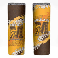 Personalized Mililani Hawaii High School Skinny Tumbler Puakenikeni Lei Hawaiian Pattern - Polynesian Pride