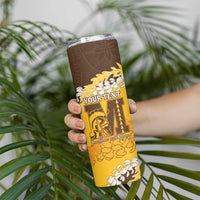 Personalized Mililani Hawaii High School Skinny Tumbler Puakenikeni Lei Hawaiian Pattern - Polynesian Pride
