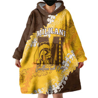 Personalized Mililani Hawaii High School Wearable Blanket Hoodie Puakenikeni Lei Hawaiian Pattern - Polynesian Pride