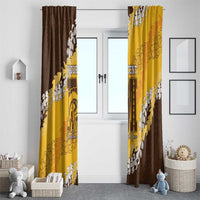 Personalized Mililani Hawaii High School Window Curtain Puakenikeni Lei Hawaiian Pattern - Polynesian Pride