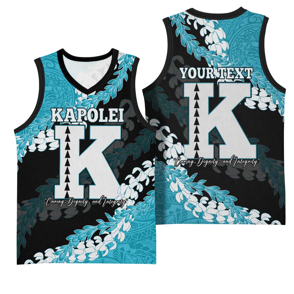 Personalized Kapolei Hawaii High School Basketball Jersey Puakenikeni Lei Hawaiian Pattern - Polynesian Pride
