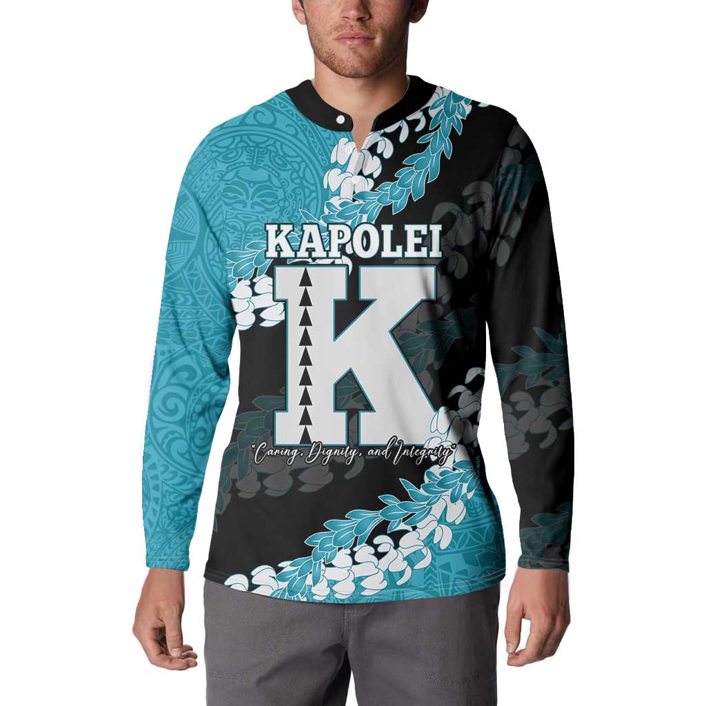 Personalized Kapolei Hawaii High School Button Sweatshirt Puakenikeni Lei Hawaiian Pattern - Polynesian Pride