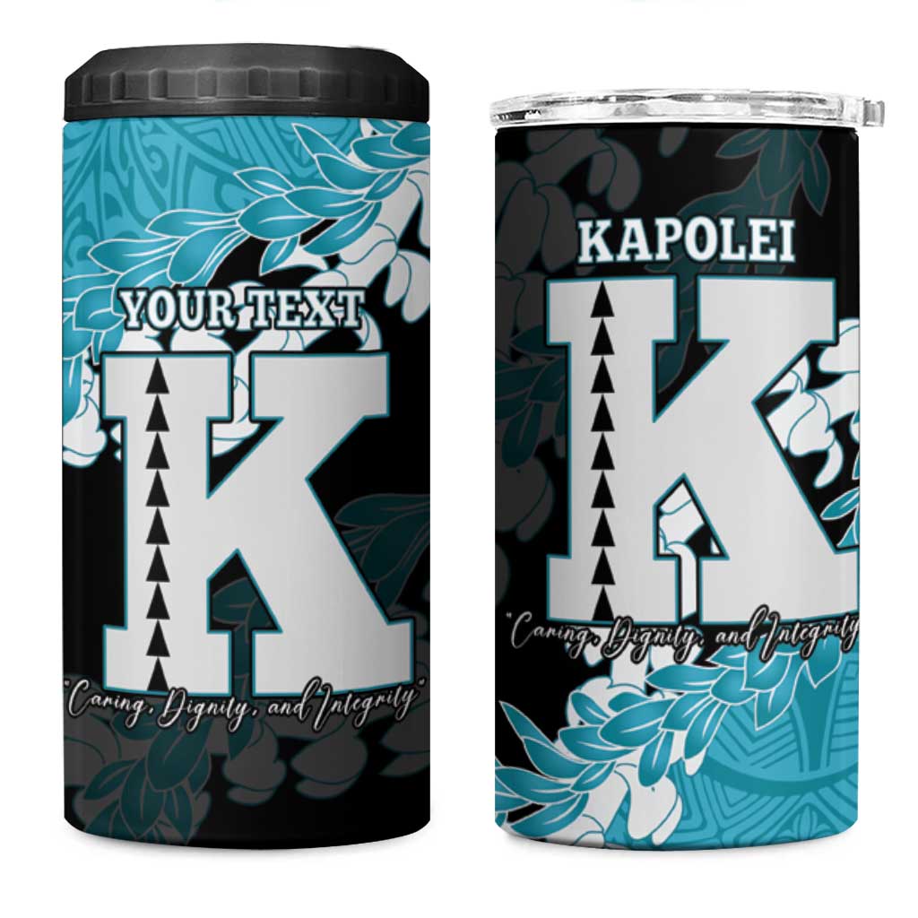 Personalized Kapolei Hawaii High School 4 in 1 Can Cooler Tumbler Puakenikeni Lei Hawaiian Pattern - Polynesian Pride