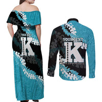 Personalized Kapolei Hawaii High School Couples Matching Off Shoulder Maxi Dress and Long Sleeve Button Shirt Puakenikeni Lei Hawaiian Pattern - Polynesian Pride