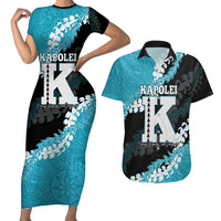 Personalized Kapolei Hawaii High School Couples Matching Short Sleeve Bodycon Dress and Hawaiian Shirt Puakenikeni Lei Hawaiian Pattern - Polynesian Pride
