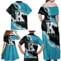 Personalized Kapolei Hawaii High School Family Matching Off Shoulder Maxi Dress and Hawaiian Shirt Puakenikeni Lei Hawaiian Pattern - Polynesian Pride