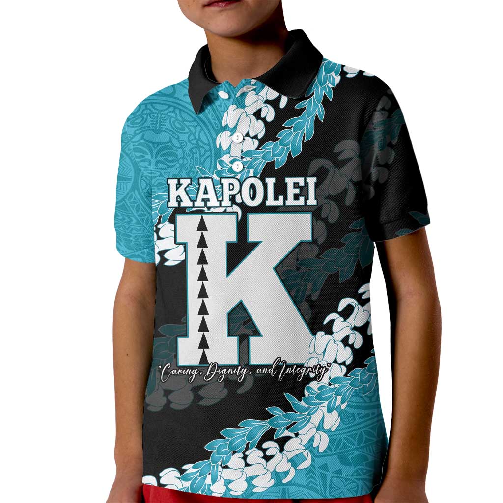 Personalized Kapolei Hawaii High School Kid Polo Shirt Puakenikeni Lei Hawaiian Pattern - Polynesian Pride
