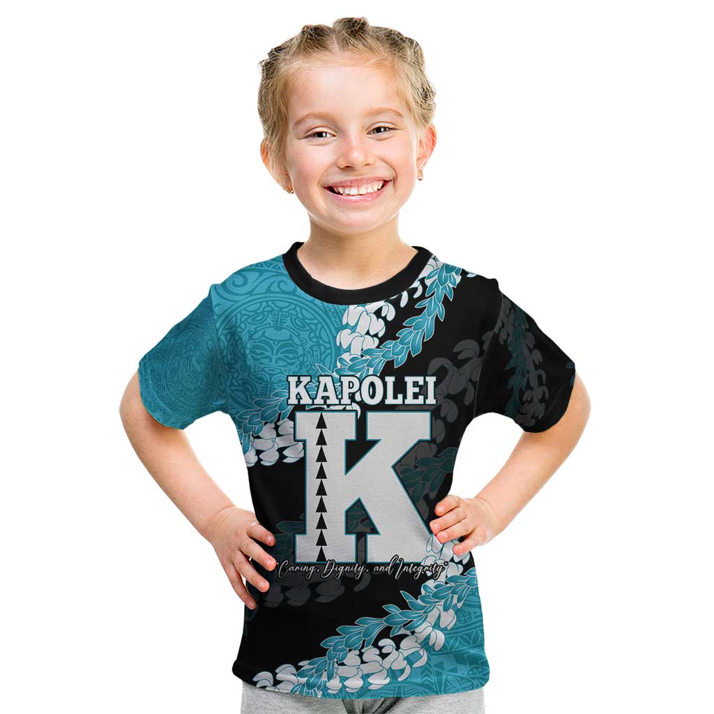 Personalized Kapolei Hawaii High School Kid T Shirt Puakenikeni Lei Hawaiian Pattern - Polynesian Pride