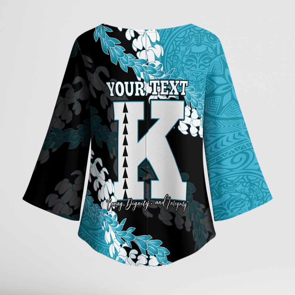 Personalized Kapolei Hawaii High School Kimono Sleeve Blouse Puakenikeni Lei Hawaiian Pattern - Polynesian Pride