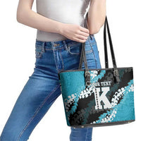 Personalized Kapolei Hawaii High School Leather Tote Bag Puakenikeni Lei Hawaiian Pattern - Polynesian Pride