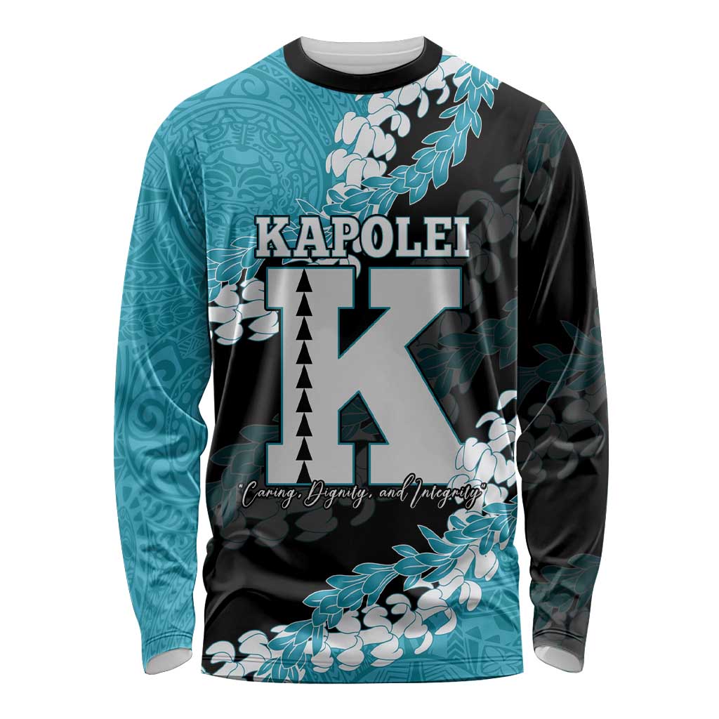 Personalized Kapolei Hawaii High School Long Sleeve Shirt Puakenikeni Lei Hawaiian Pattern - Polynesian Pride