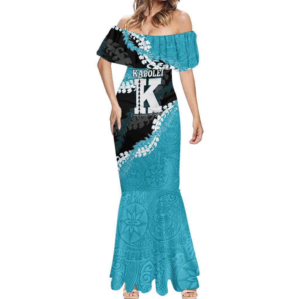 Personalized Kapolei Hawaii High School Mermaid Dress Puakenikeni Lei Hawaiian Pattern - Polynesian Pride