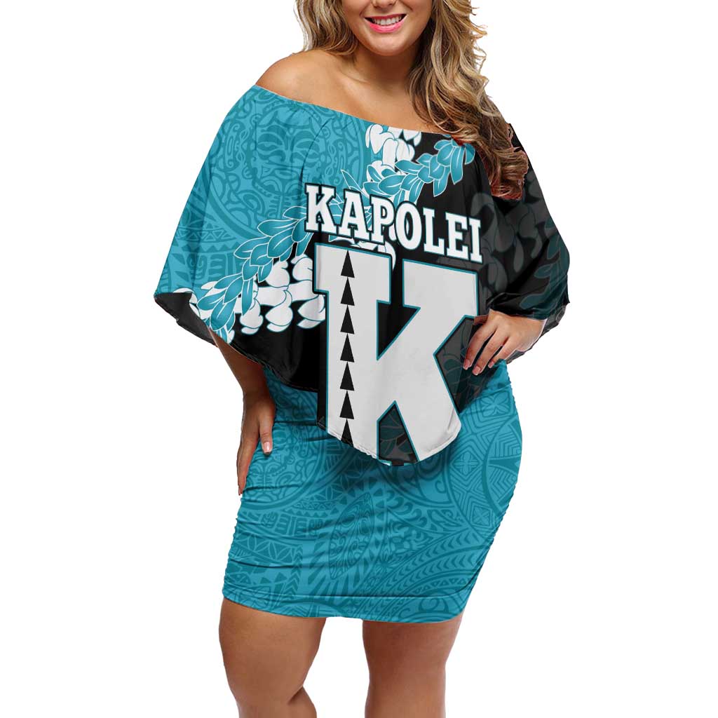 Personalized Kapolei Hawaii High School Off Shoulder Short Dress Puakenikeni Lei Hawaiian Pattern - Polynesian Pride