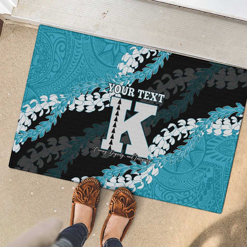 Personalized Kapolei Hawaii High School Rubber Doormat Puakenikeni Lei Hawaiian Pattern - Polynesian Pride