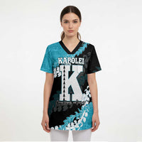 Personalized Kapolei Hawaii High School Scrub Top Puakenikeni Lei Hawaiian Pattern - Polynesian Pride