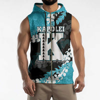 Personalized Kapolei Hawaii High School Sleeveless Zip Hoodie Puakenikeni Lei Hawaiian Pattern - Polynesian Pride