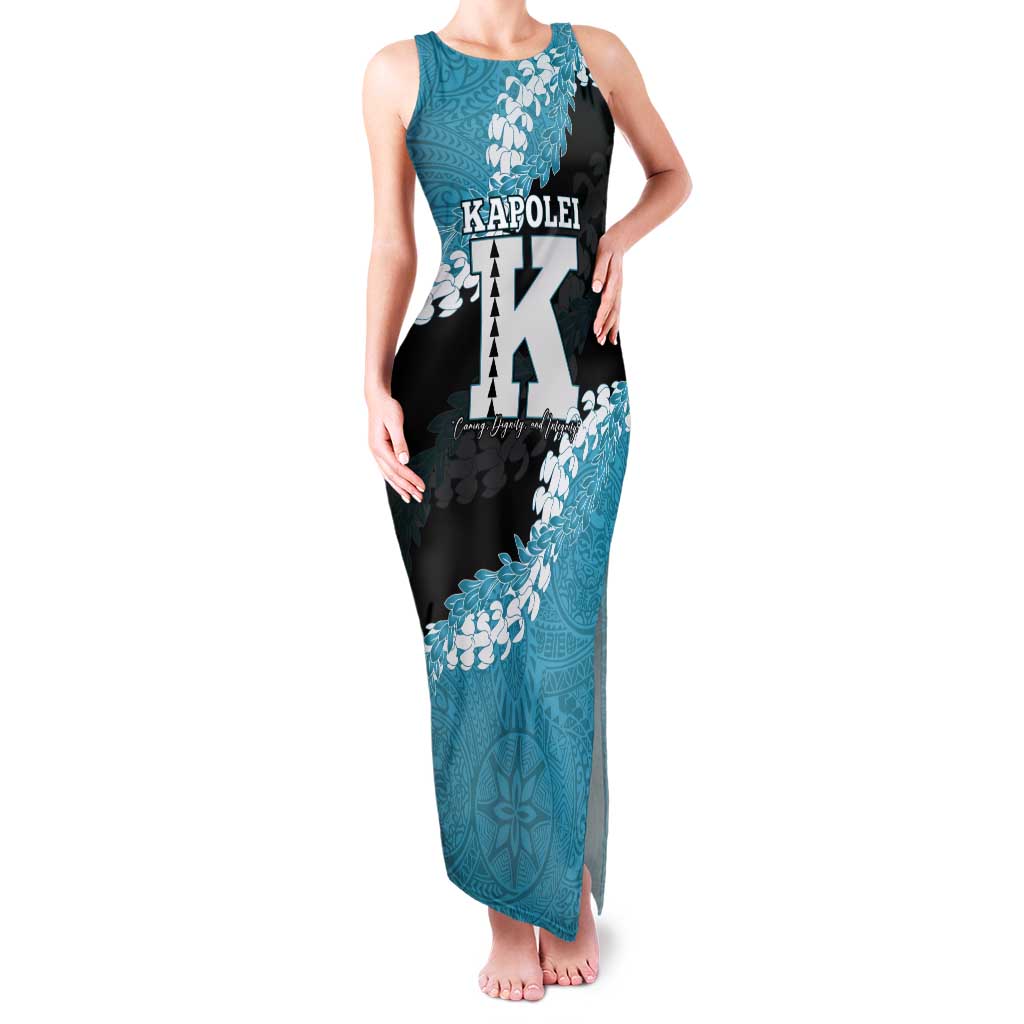 Personalized Kapolei Hawaii High School Tank Maxi Dress Puakenikeni Lei Hawaiian Pattern - Polynesian Pride