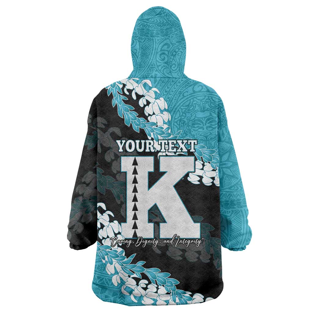 Personalized Kapolei Hawaii High School Wearable Blanket Hoodie Puakenikeni Lei Hawaiian Pattern - Polynesian Pride