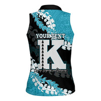 Personalized Kapolei Hawaii High School Women Sleeveless Polo Shirt Puakenikeni Lei Hawaiian Pattern - Polynesian Pride