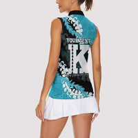 Personalized Kapolei Hawaii High School Women Sleeveless Polo Shirt Puakenikeni Lei Hawaiian Pattern - Polynesian Pride