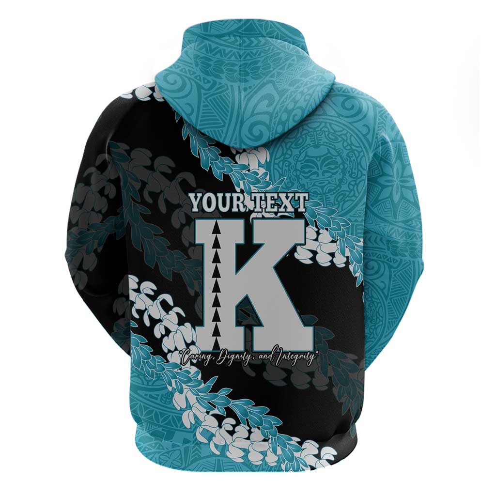 Personalized Kapolei Hawaii High School Zip Hoodie Puakenikeni Lei Hawaiian Pattern - Polynesian Pride