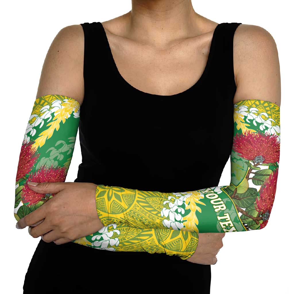 Personalized Leilehua Hawaii High School Arm Sleeves Puakenikeni Lei Hawaiian Pattern - Polynesian Pride