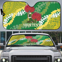 Personalized Leilehua Hawaii High School Auto Sun Shade Puakenikeni Lei Hawaiian Pattern - Polynesian Pride