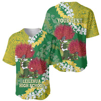 Personalized Leilehua Hawaii High School Baseball Jersey Puakenikeni Lei Hawaiian Pattern - Polynesian Pride