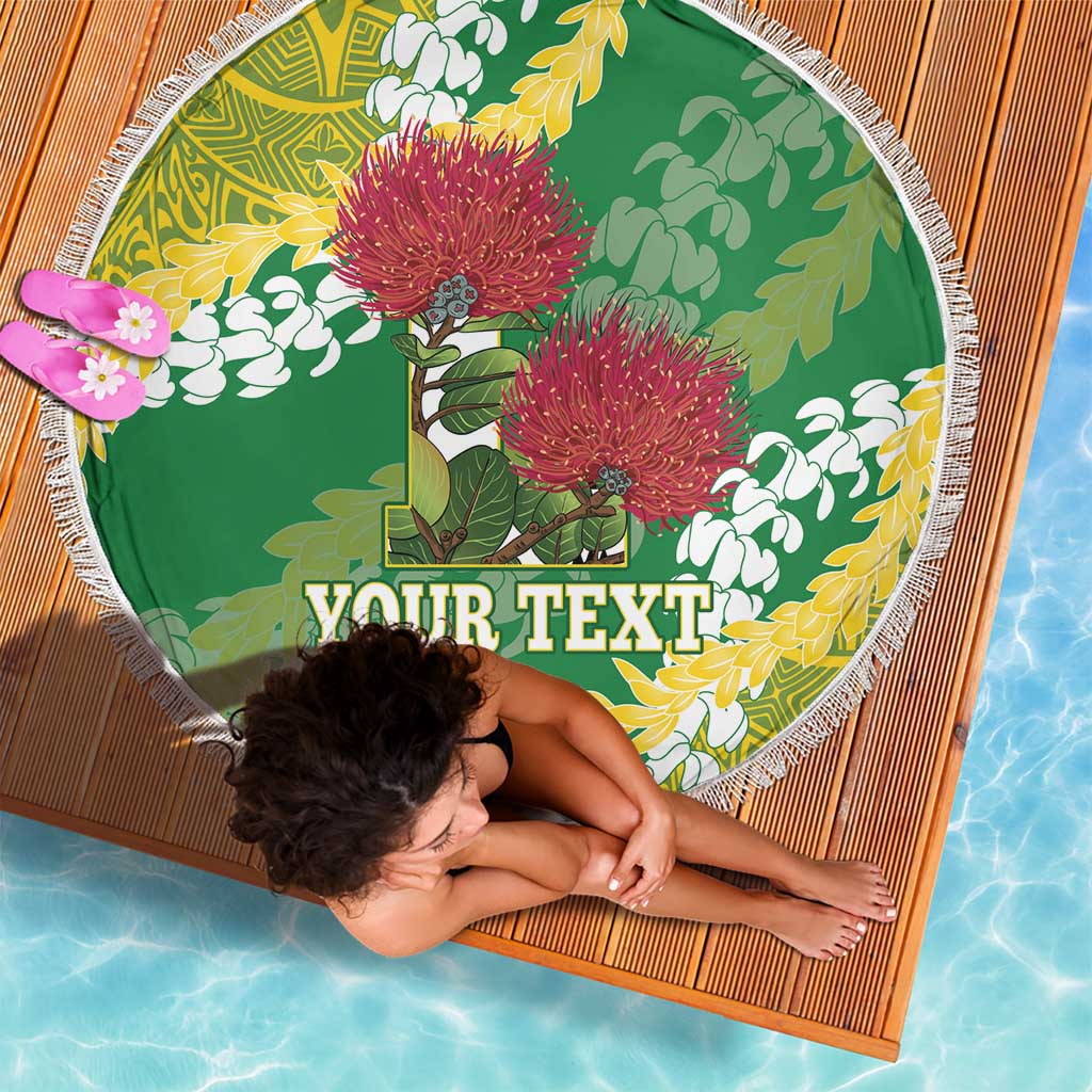Personalized Leilehua Hawaii High School Beach Blanket Puakenikeni Lei Hawaiian Pattern - Polynesian Pride