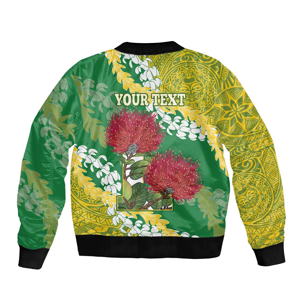 Personalized Leilehua Hawaii High School Bomber Jacket Puakenikeni Lei Hawaiian Pattern - Polynesian Pride