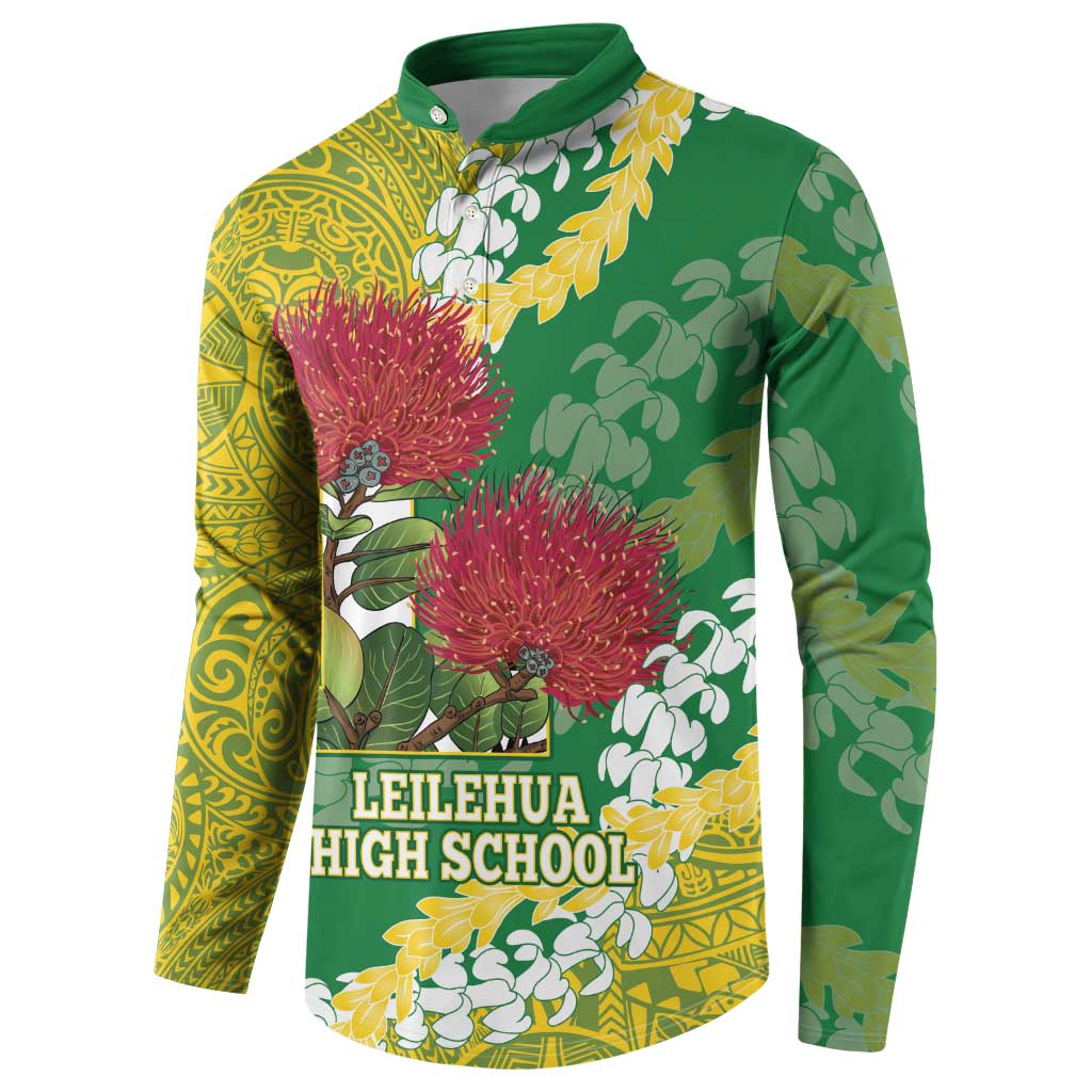 Personalized Leilehua Hawaii High School Button Sweatshirt Puakenikeni Lei Hawaiian Pattern - Polynesian Pride