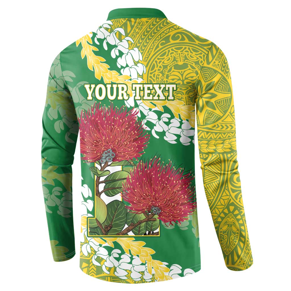 Personalized Leilehua Hawaii High School Button Sweatshirt Puakenikeni Lei Hawaiian Pattern - Polynesian Pride