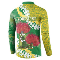 Personalized Leilehua Hawaii High School Button Sweatshirt Puakenikeni Lei Hawaiian Pattern - Polynesian Pride