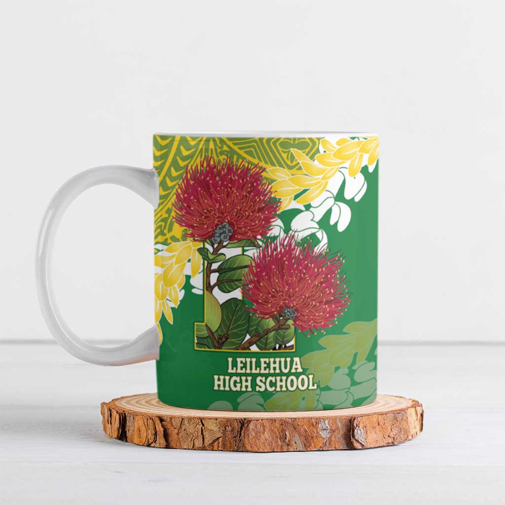 Personalized Leilehua Hawaii High School Ceramic Mug Puakenikeni Lei Hawaiian Pattern - Polynesian Pride