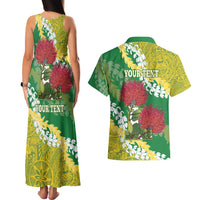 Personalized Leilehua Hawaii High School Couples Matching Tank Maxi Dress and Hawaiian Shirt Puakenikeni Lei Hawaiian Pattern - Polynesian Pride