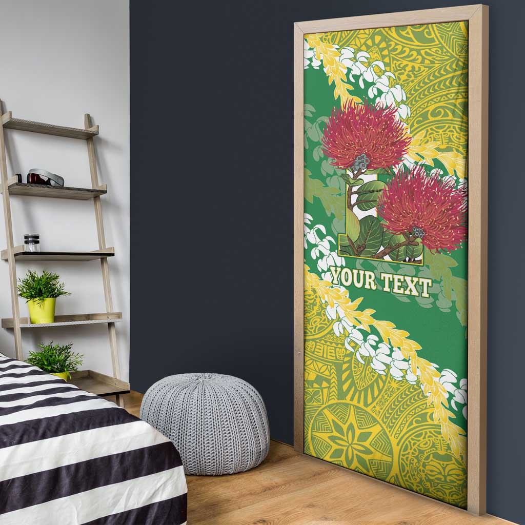 Personalized Leilehua Hawaii High School Door Cover Puakenikeni Lei Hawaiian Pattern - Polynesian Pride