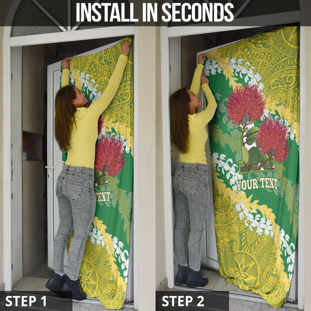 Personalized Leilehua Hawaii High School Door Cover Puakenikeni Lei Hawaiian Pattern - Polynesian Pride