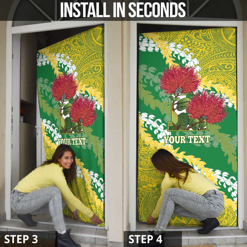 Personalized Leilehua Hawaii High School Door Cover Puakenikeni Lei Hawaiian Pattern - Polynesian Pride