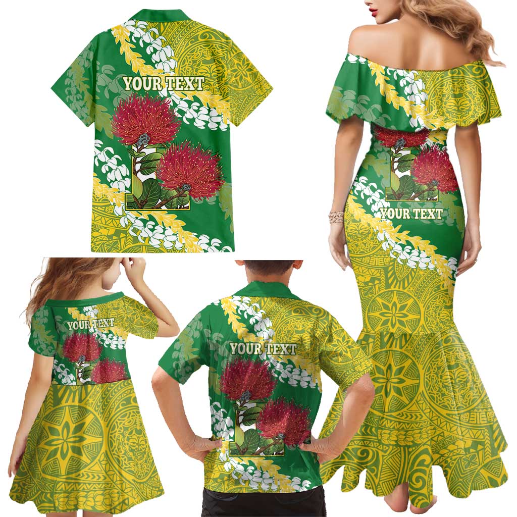 Personalized Leilehua Hawaii High School Family Matching Mermaid Dress and Hawaiian Shirt Puakenikeni Lei Hawaiian Pattern - Polynesian Pride