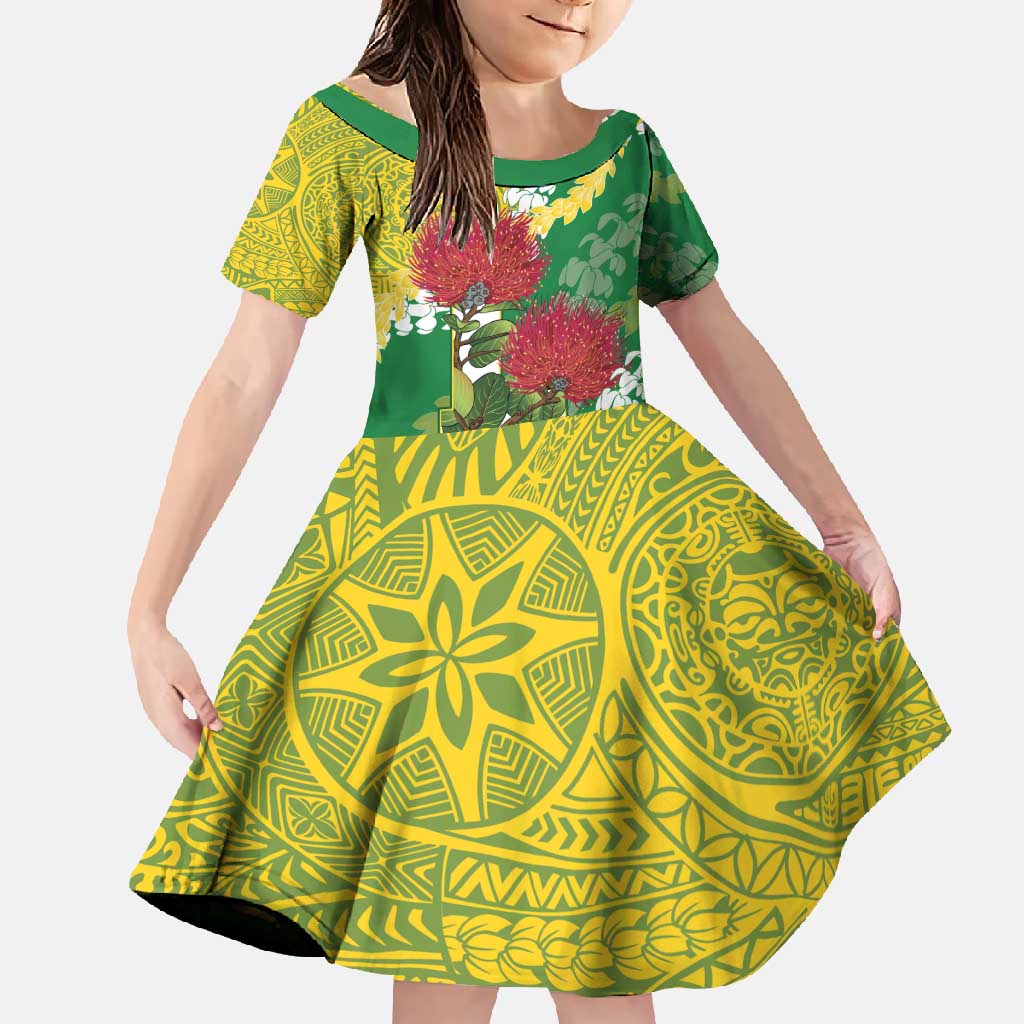 Personalized Leilehua Hawaii High School Family Matching Off Shoulder Maxi Dress and Hawaiian Shirt Puakenikeni Lei Hawaiian Pattern - Polynesian Pride