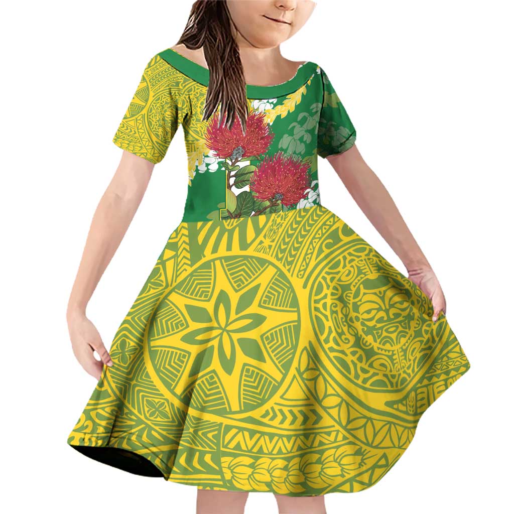 Personalized Leilehua Hawaii High School Family Matching Off Shoulder Short Dress and Hawaiian Shirt Puakenikeni Lei Hawaiian Pattern - Polynesian Pride
