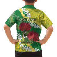 Personalized Leilehua Hawaii High School Family Matching Short Sleeve Bodycon Dress and Hawaiian Shirt Puakenikeni Lei Hawaiian Pattern - Polynesian Pride