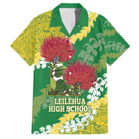 Personalized Leilehua Hawaii High School Family Matching Short Sleeve Bodycon Dress and Hawaiian Shirt Puakenikeni Lei Hawaiian Pattern - Polynesian Pride